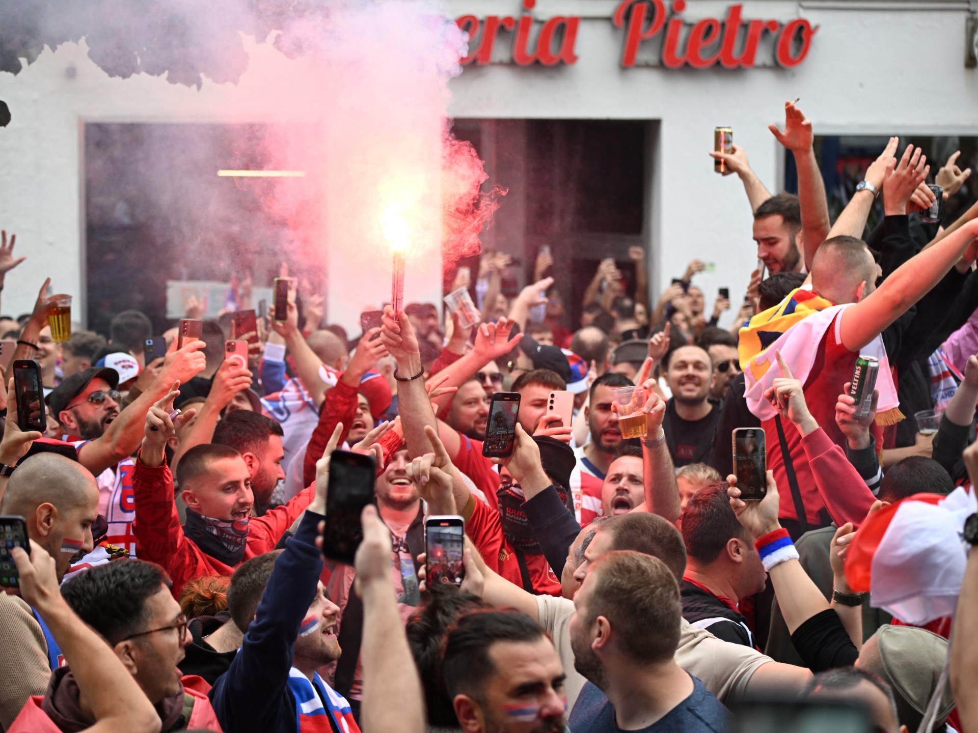 England, Serbia fans clash ahead of Euro 2024 football game