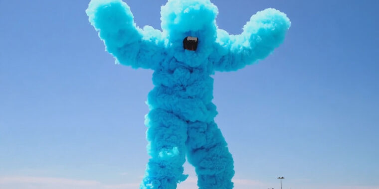 Runway's latest AI video generator brings giant cotton candy monsters to life